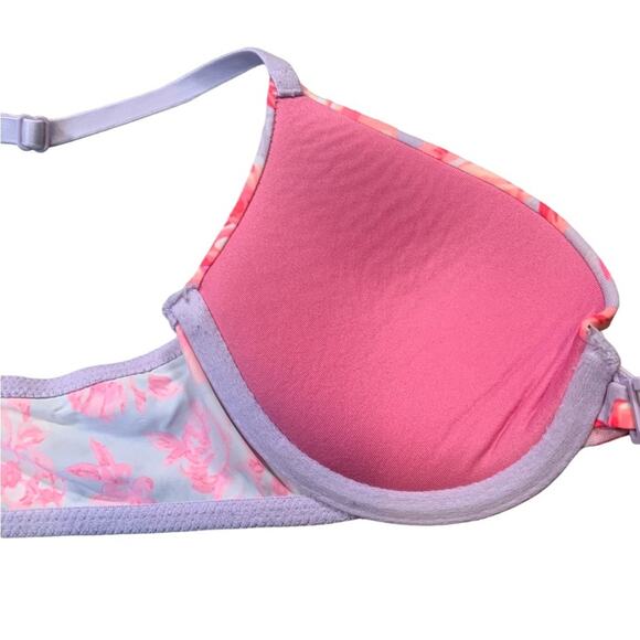 Pink Victoria’s Secret Wear Everywhere Push Up Bra Floral Size 32B - Picture 3 of 8
